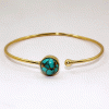 Natural Blue Copper Turquoise Cab Bangle I - JBB999 Recent Arrival Round Shape With 18ct Gold Plating Brass Bangle